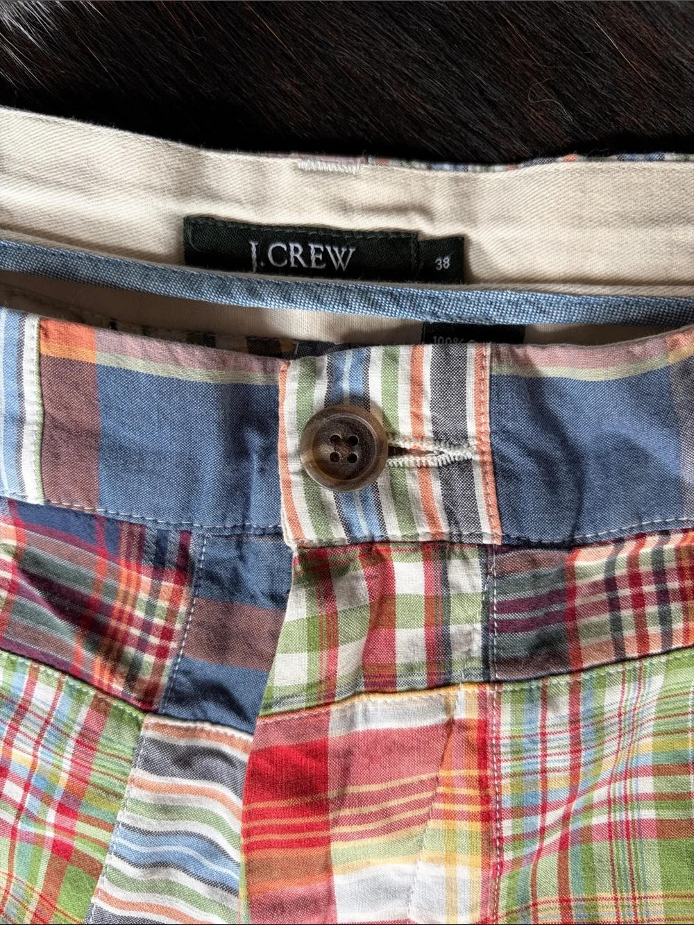 J. Crew Men's Multi-Color Patchwork Madras Shorts